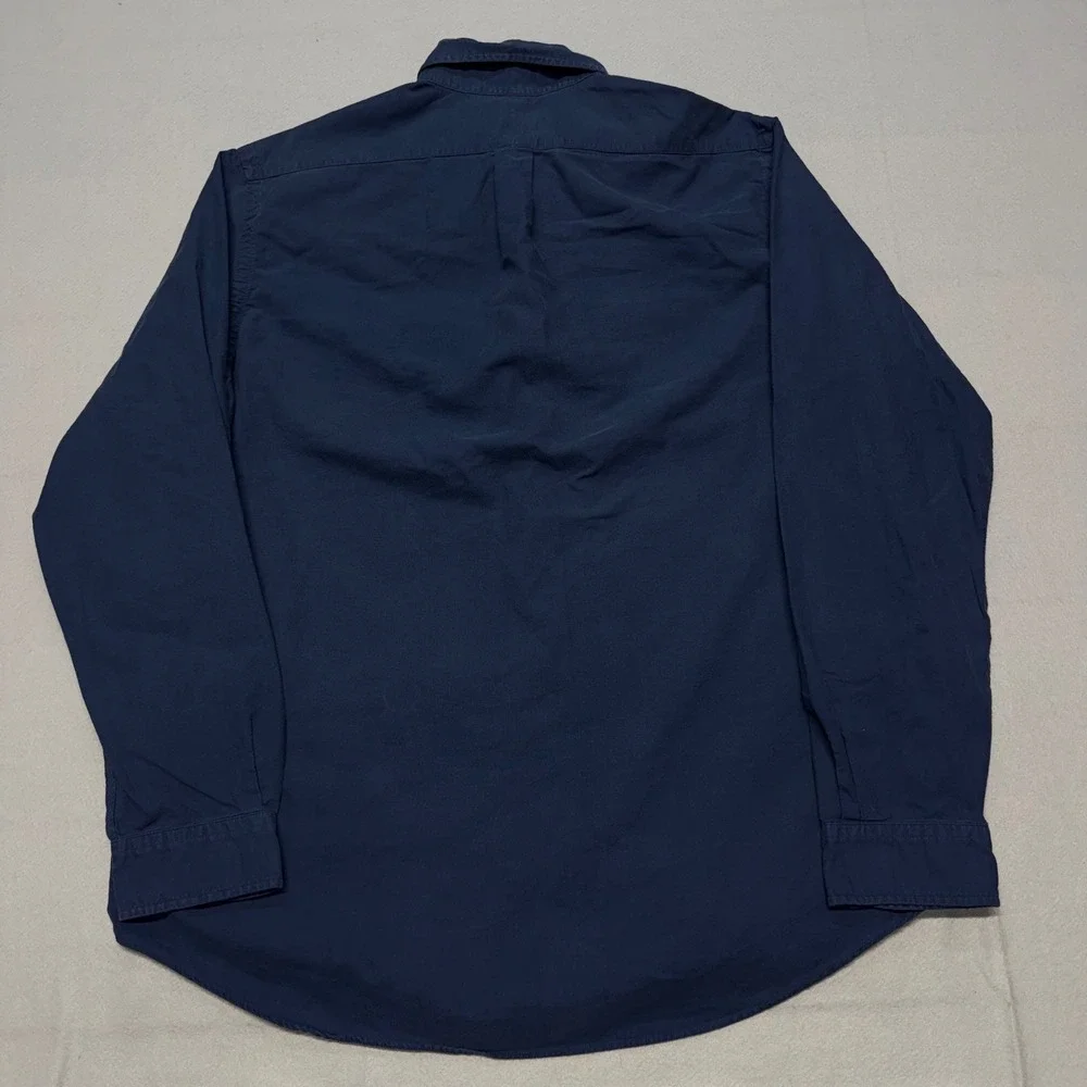 Ralph Lauren Button Down Shirt Mens XL Navy Blue Cotton Long Sleeve Red Pony